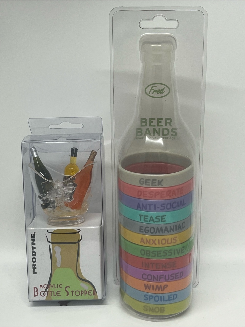Fred Beer Bands Stackable Bottle Bands - Multicolor & Wine Stopper